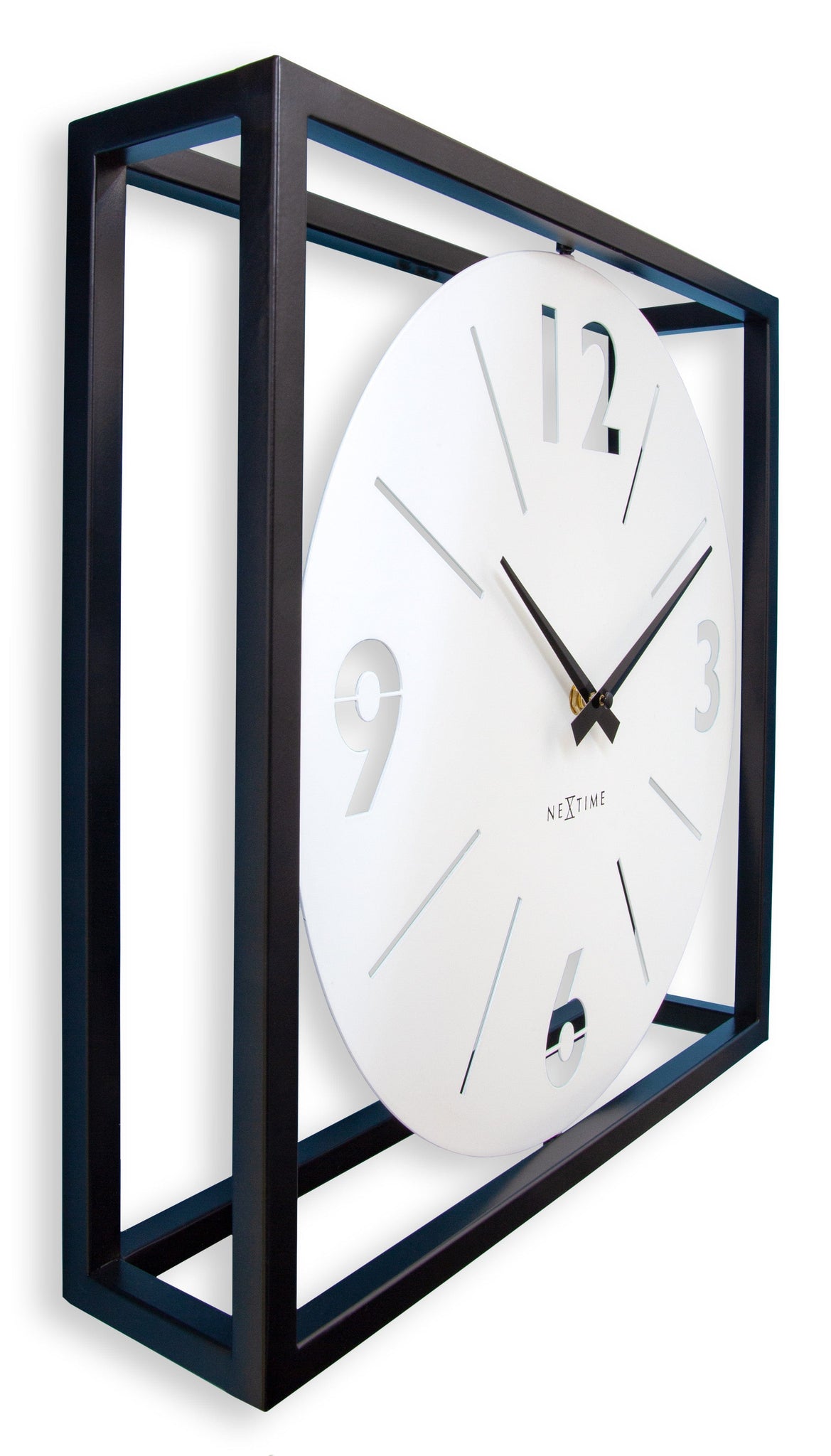 Tafel-/wandklok 40 x 40 x 9,5 cm - metaal - zwart/wit - NeXtime 'Time Frame'