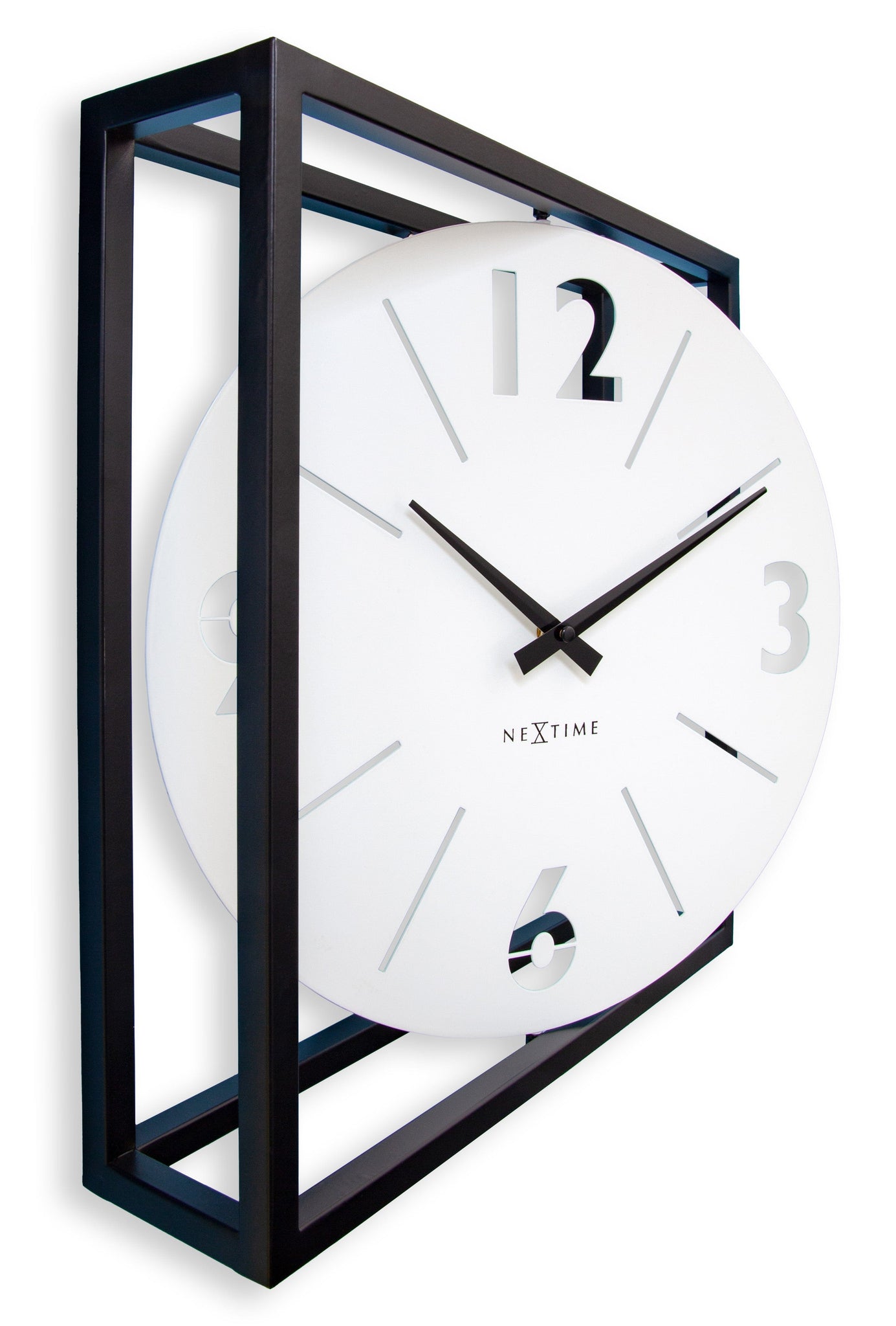 Tafel-/wandklok 40 x 40 x 9,5 cm - metaal - zwart/wit - NeXtime 'Time Frame'