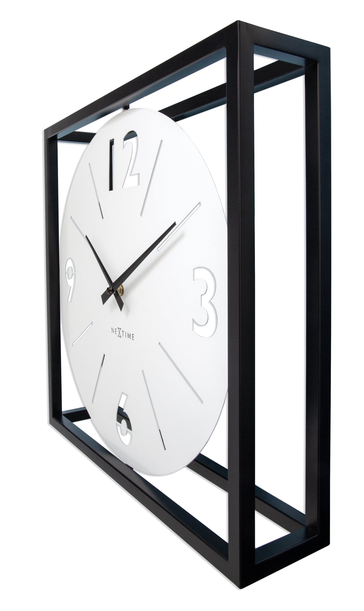 Tafel-/wandklok 40 x 40 x 9,5 cm - metaal - zwart/wit - NeXtime 'Time Frame'