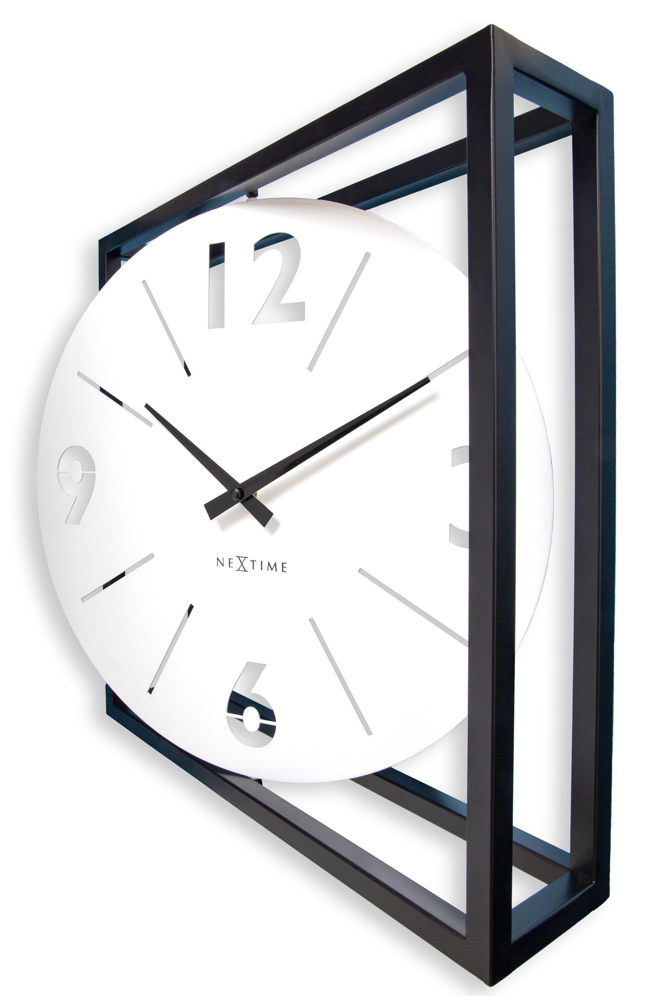 Tafel-/wandklok 40 x 40 x 9,5 cm - metaal - zwart/wit - NeXtime 'Time Frame'