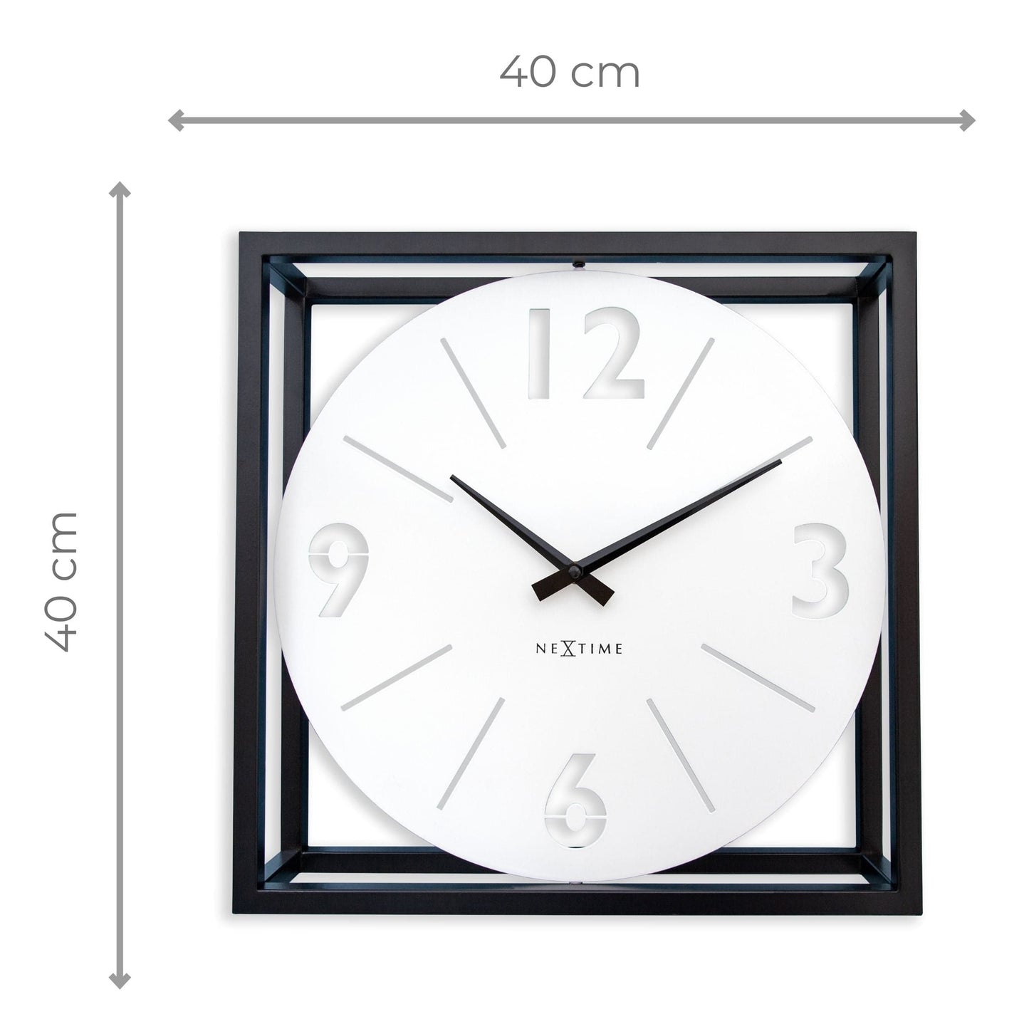 Tafel-/wandklok 40 x 40 x 9,5 cm - metaal - zwart/wit - NeXtime 'Time Frame'
