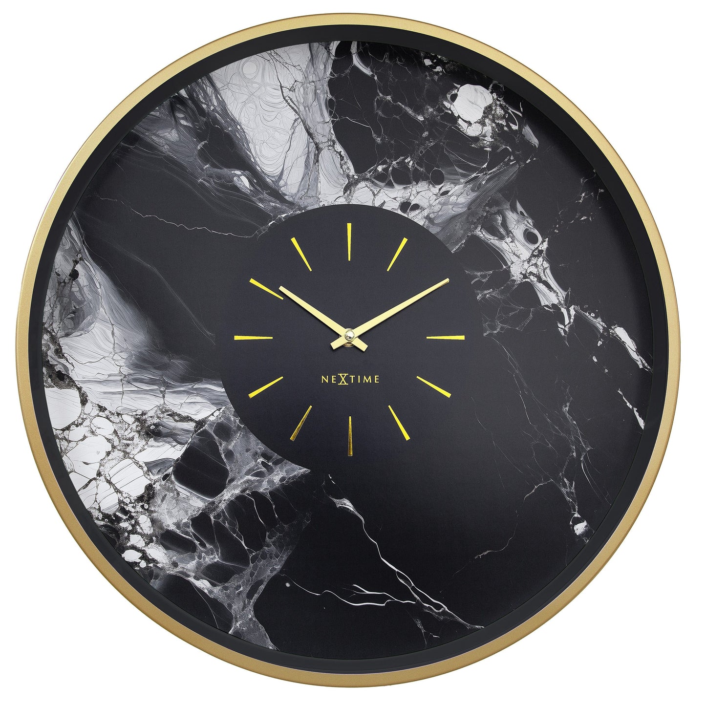 Grote wandklok 48 cm - stil - aluminium - NeXtime 'Marble Duo'