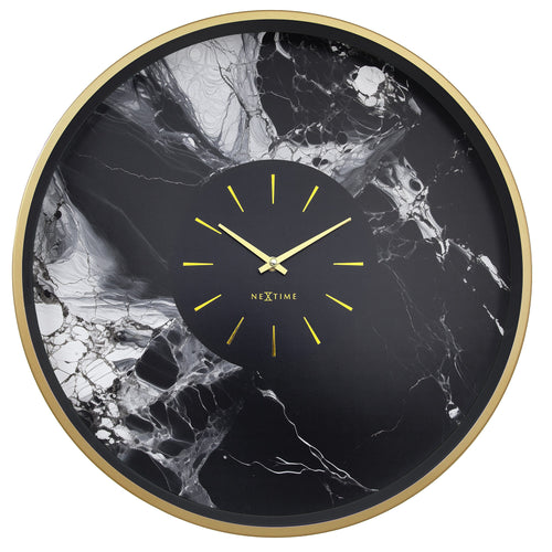 Grote wandklok 48 cm - stil - aluminium - NeXtime 'Marble Duo'