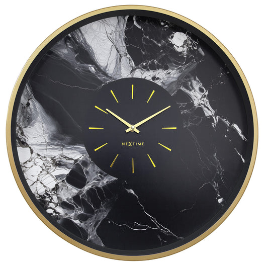 Grote wandklok 48 cm - stil - aluminium - NeXtime 'Marble Duo'