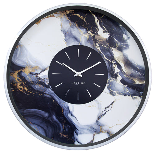 Grote wandklok 48 cm - stil - aluminium - NeXtime 'Marble Duo'