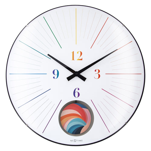 Grote wandklok 50 cm met bolle glazen lens - geruisloos - slinger - NeXtime 'Duomo 50 Slinger'