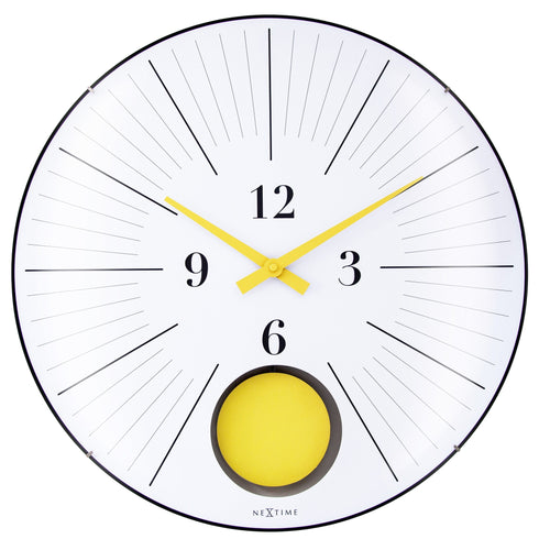 Grote wandklok 50 cm met bolle glazen lens - geruisloos - slinger - NeXtime 'Duomo 50 Slinger'