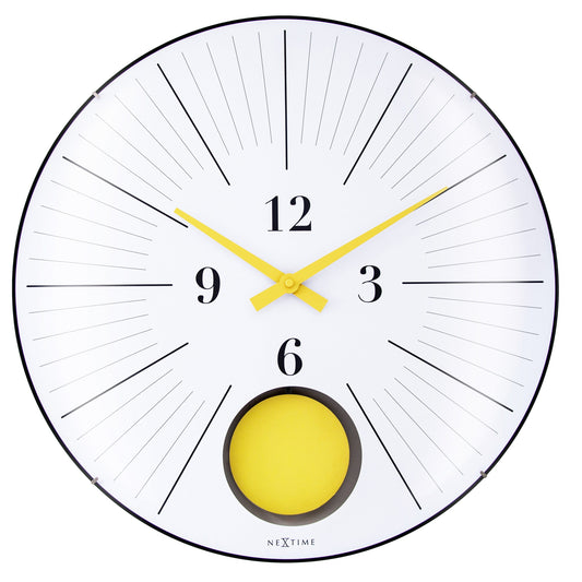Grote wandklok 50 cm met bolle glazen lens - geruisloos - slinger - NeXtime 'Duomo 50 Slinger'
