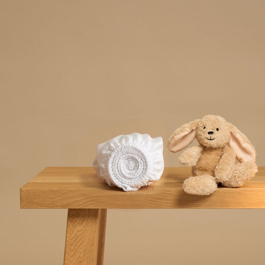 Coco & Cici - Tencel satijnen hoeslaken 60 x 120 cm - 1-persoons beddengoed - kinderbeddengoed - Lyocell - hypoallergeen & extra zacht - wit