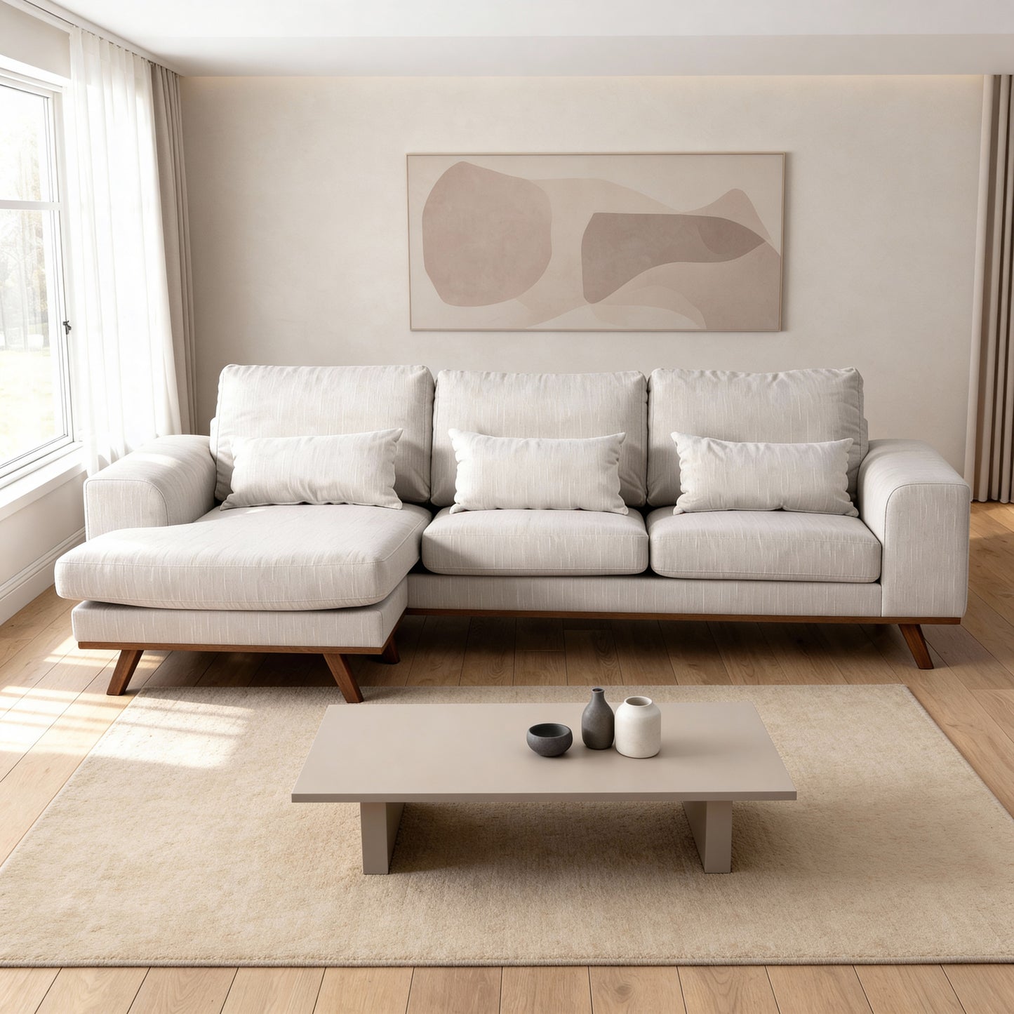 Japandi, 3-zitsbank CL L+R, stof Grande 03, G460 beige