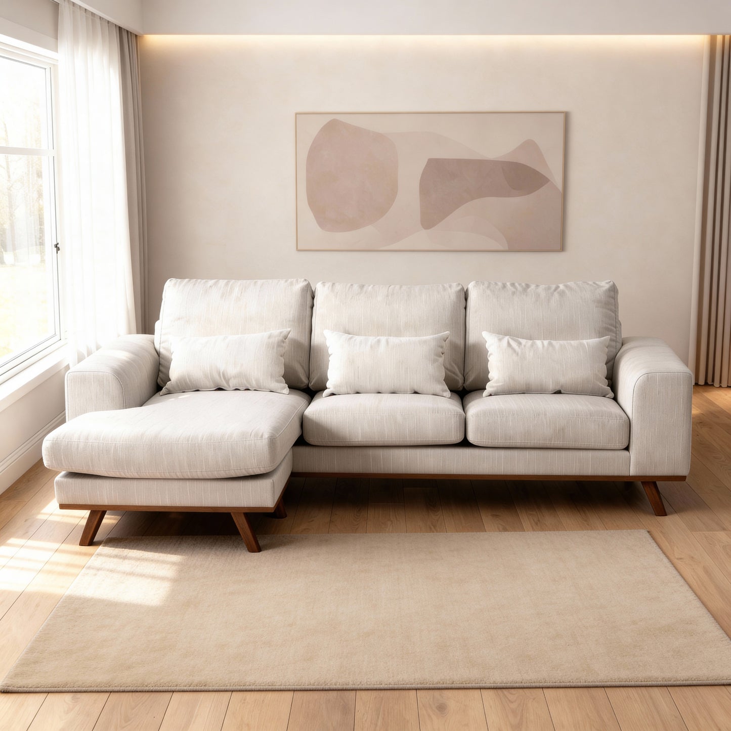 Japandi, 3-zitsbank CL L+R, stof Grande 03, G460 beige