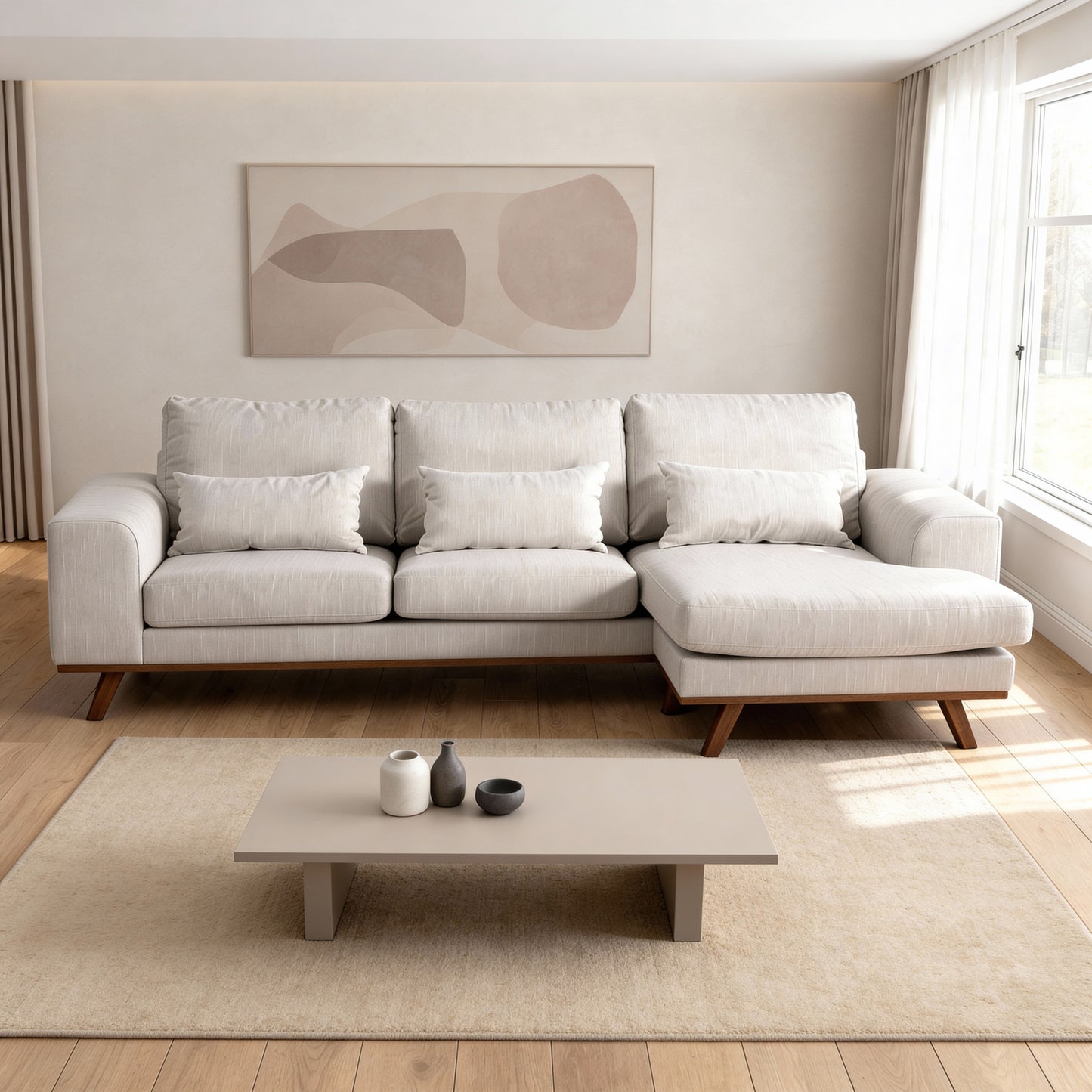 Japandi, 3-zitsbank CL L+R, stof Grande 03, G460 beige