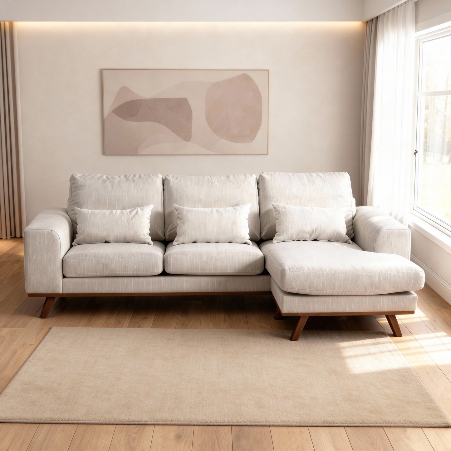Japandi, 3-zitsbank CL L+R, stof Grande 03, G460 beige