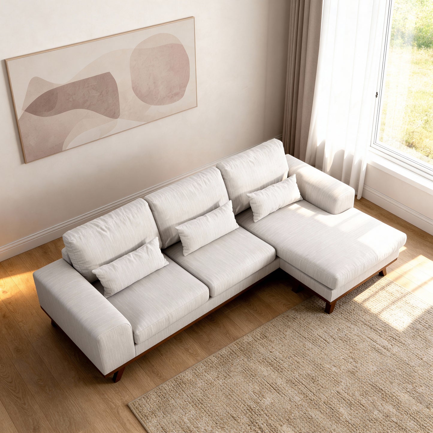 Japandi, 3-zitsbank CL L+R, stof Grande 03, G460 beige