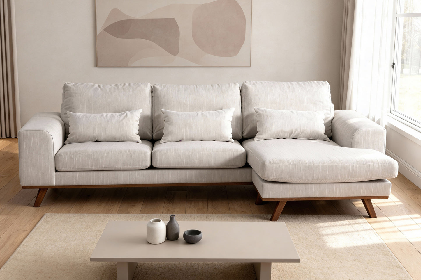 Japandi, 3-zitsbank CL L+R, stof Grande 03, G460 beige