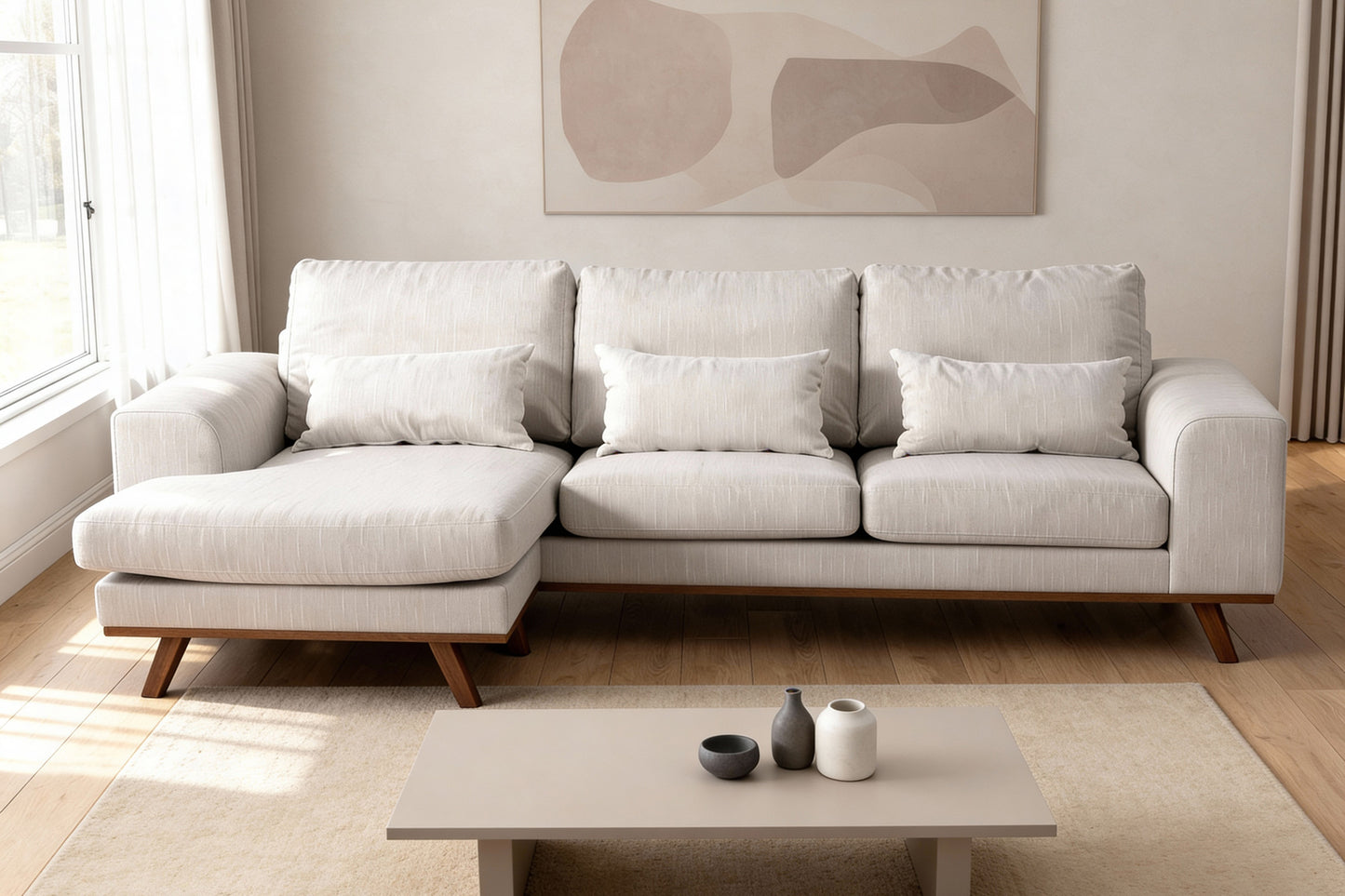 Japandi, 3-zitsbank CL L+R, stof Grande 03, G460 beige