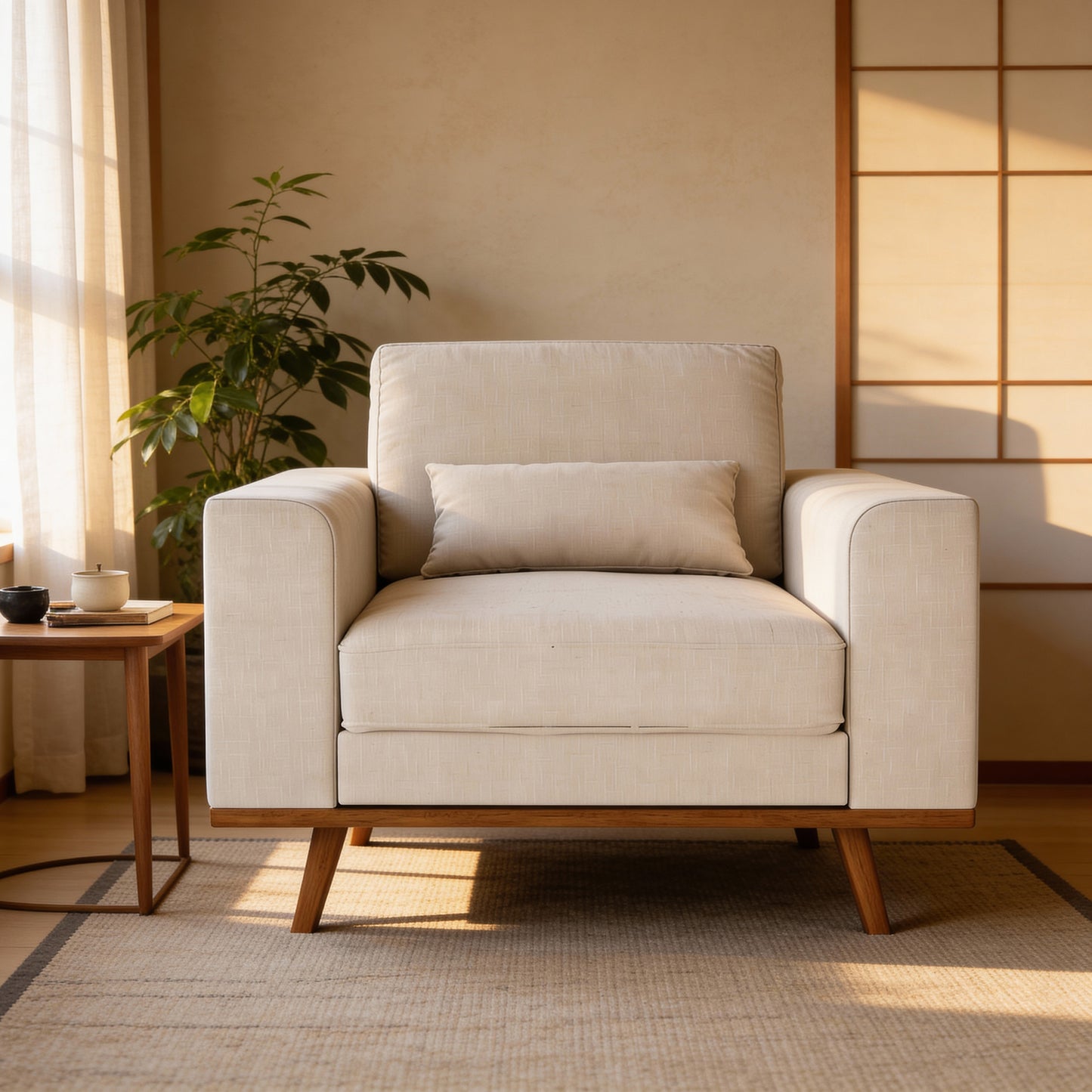 Japandi, 1-zitsfauteuil, stof Grande 03, G460 beige