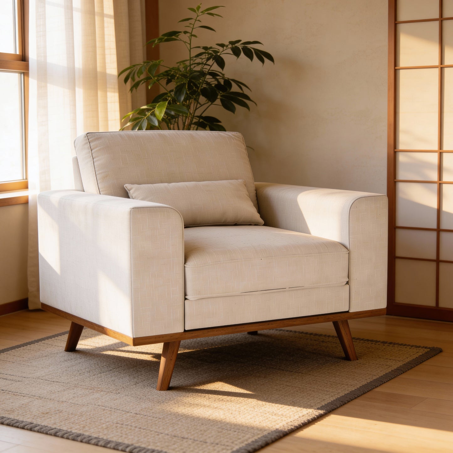 Japandi, 1-zitsfauteuil, stof Grande 03, G460 beige