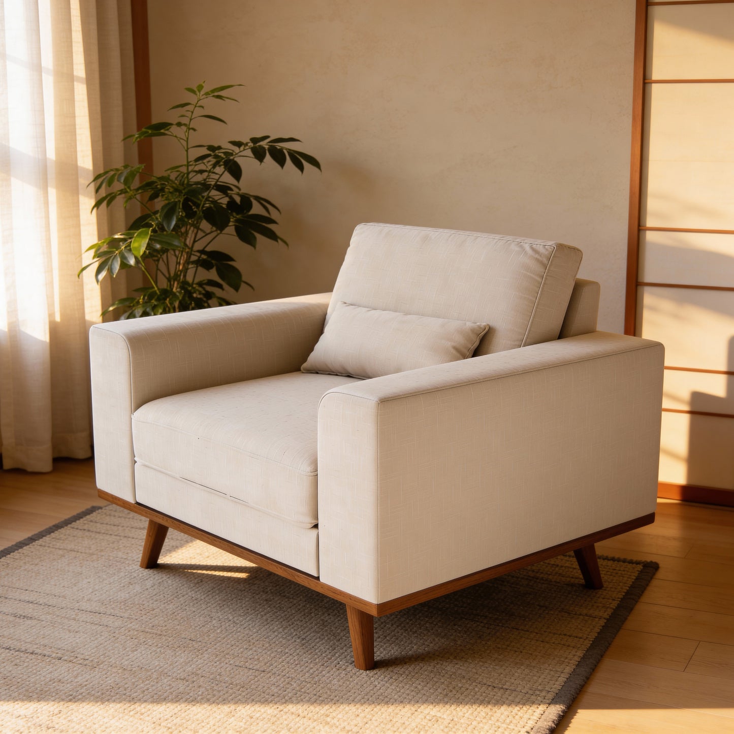 Japandi, 1-zitsfauteuil, stof Grande 03, G460 beige