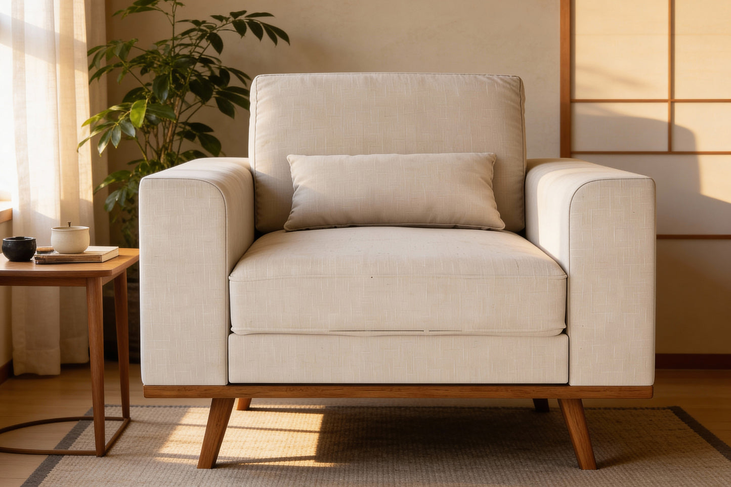 Japandi, 1-zitsfauteuil, stof Grande 03, G460 beige
