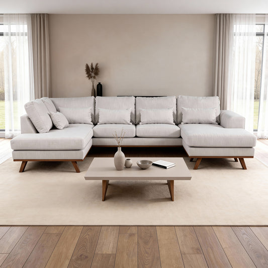 Japandi, 3-zits hoek links, stof Melva 02, M460 beige