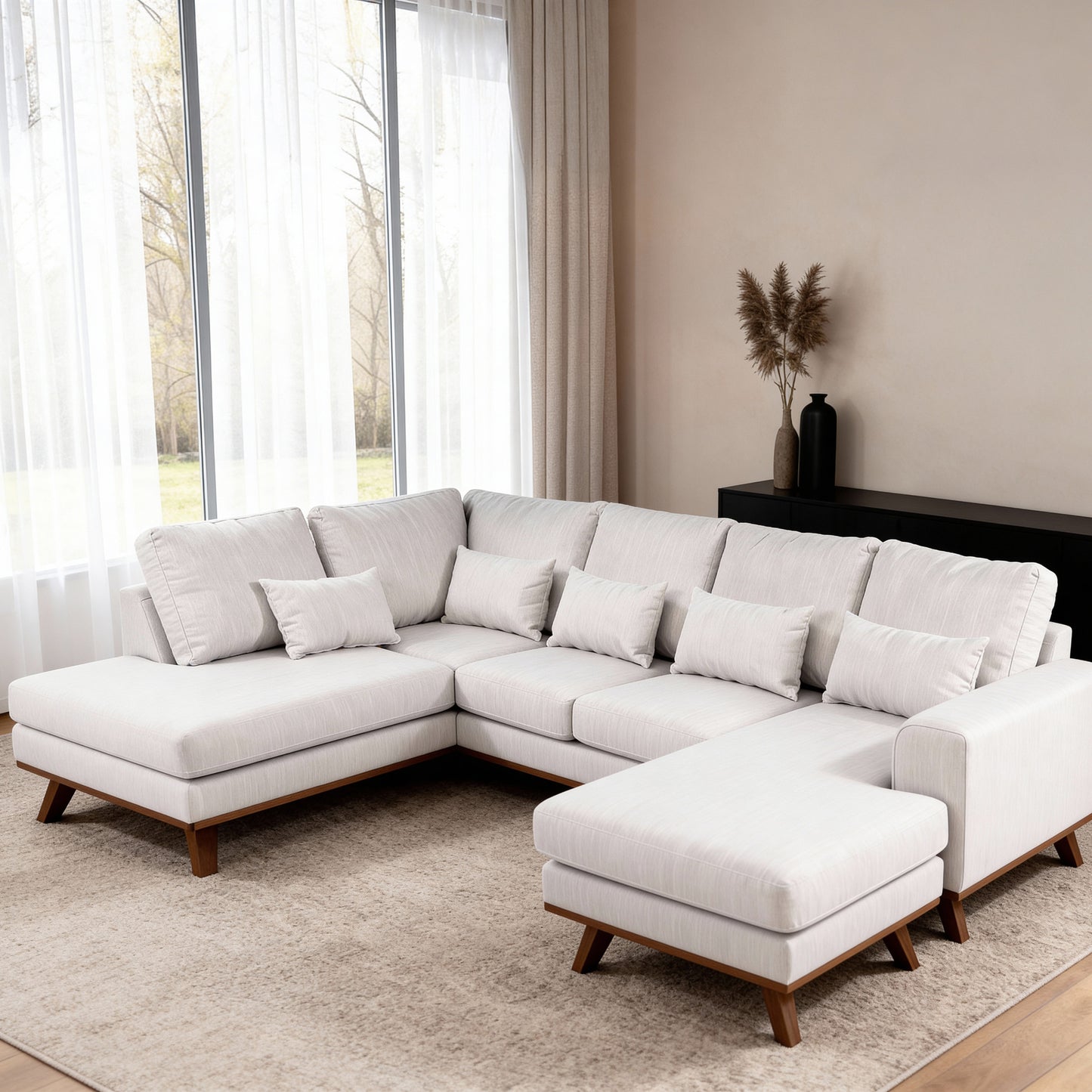 Japandi, 3-zits hoek links, stof Melva 02, M460 beige
