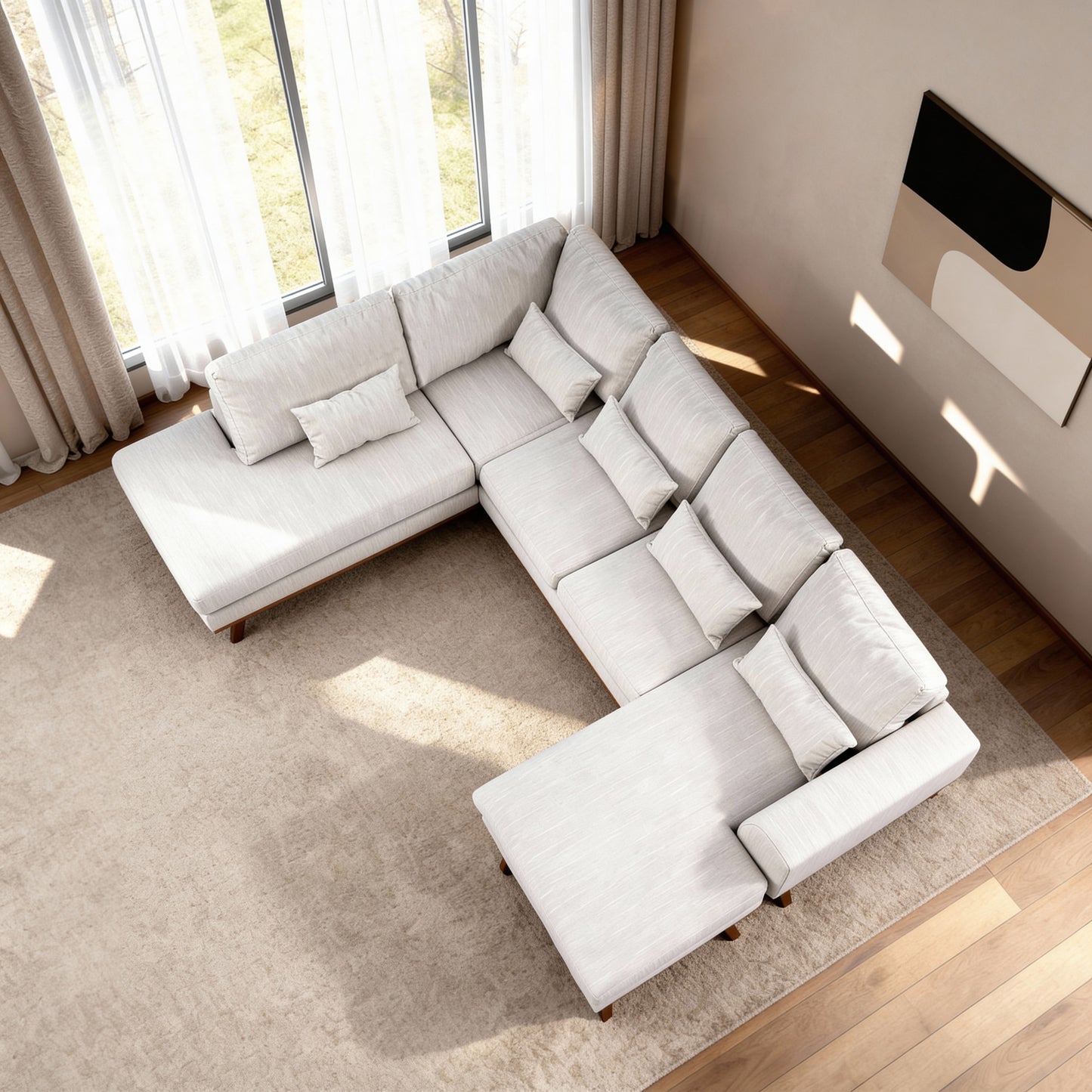 Japandi, 3-zits hoek links, stof Melva 02, M460 beige