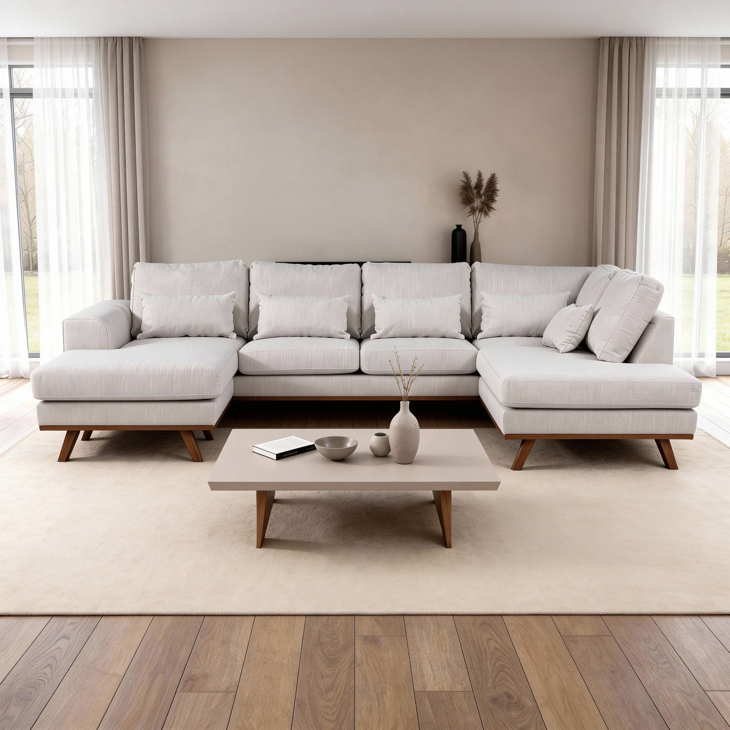 Japandi, 3-zits hoek rechts CL, stof Melva 02, M460 beige