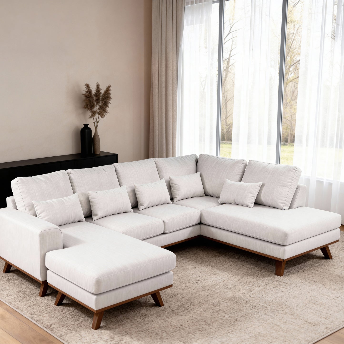 Japandi, 3-zits hoek rechts CL, stof Melva 02, M460 beige