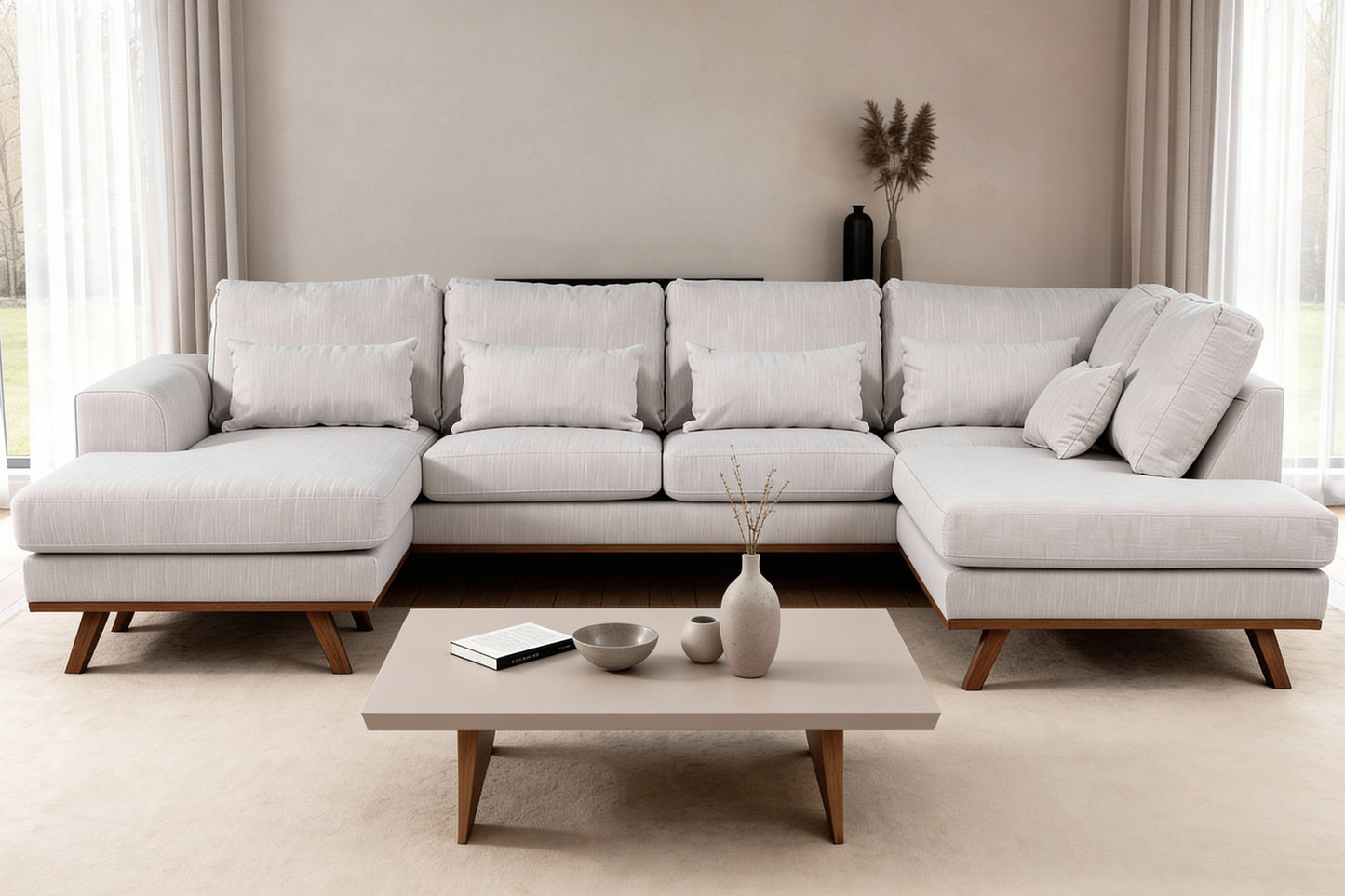 Japandi, 3-zits hoek rechts CL, stof Melva 02, M460 beige