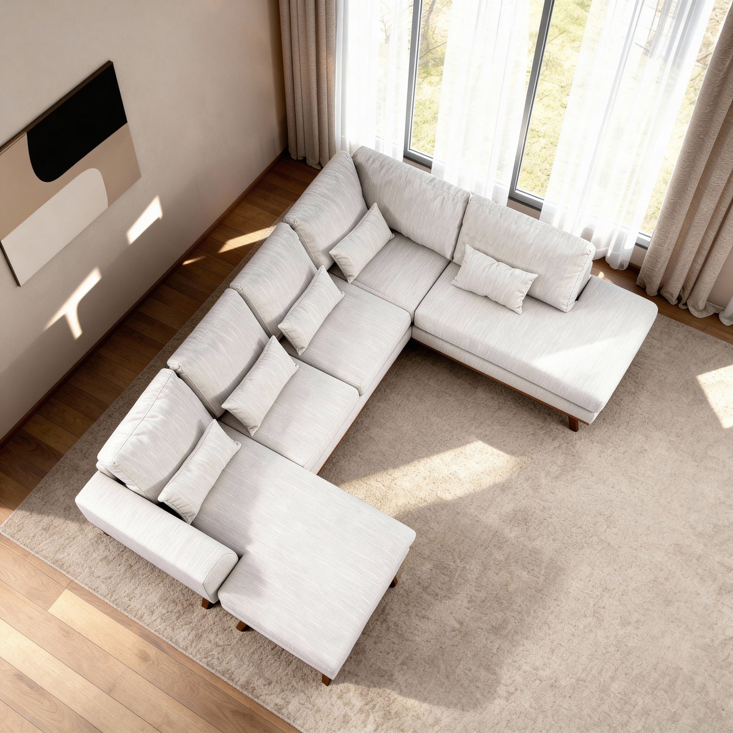 Japandi, 3-zits hoek rechts CL, stof Melva 02, M460 beige