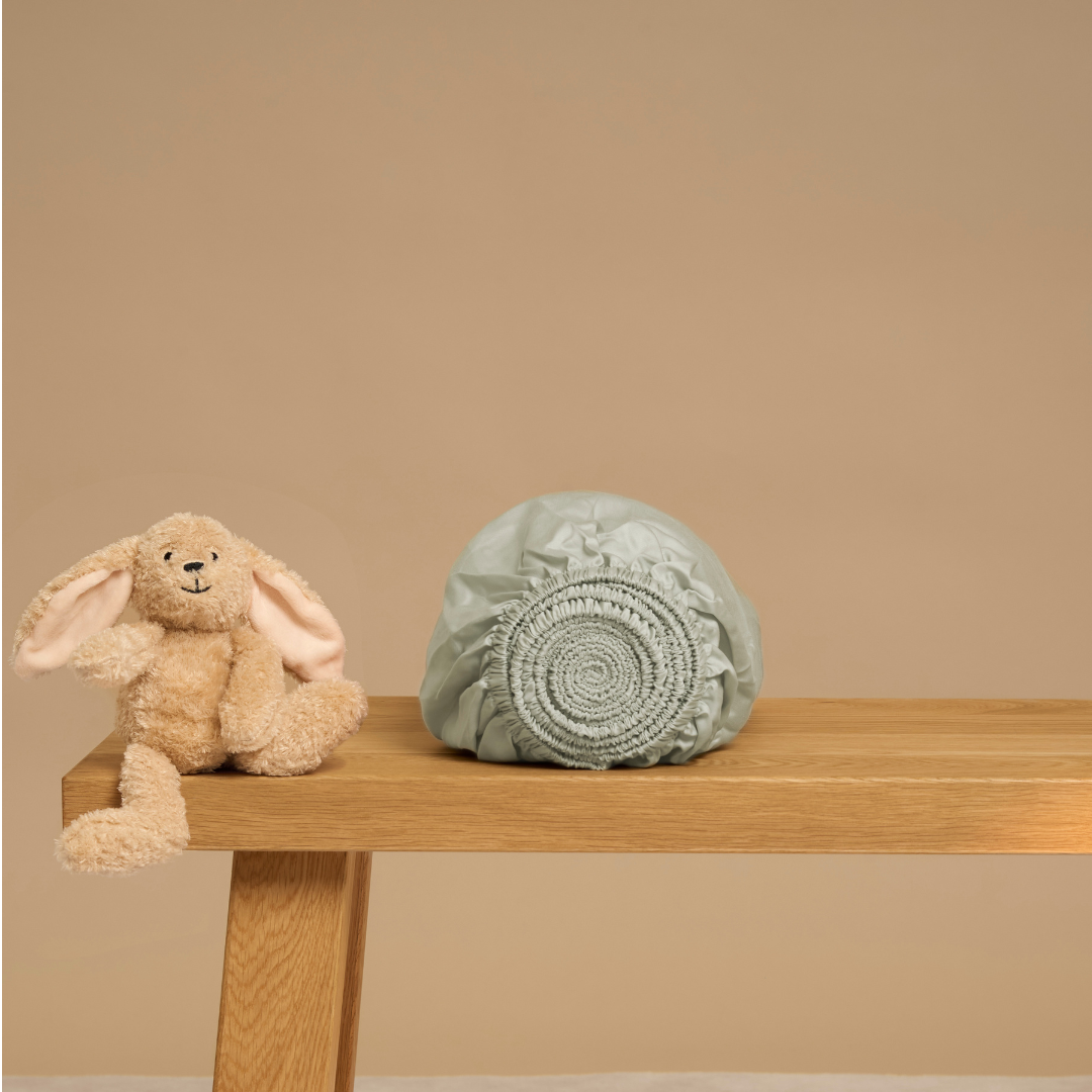Coco & Cici - Kinderen - TENCEL Hoeslaken Satijn Grijsgroen - 90x200x30