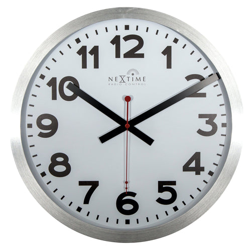 Wandklok - 35 cm - Aluminium - 'Station radio-gestuurde (DCF) cijfers'