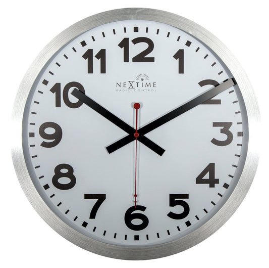 Wandklok - 35 cm - Aluminium - 'Station radio-gestuurde (DCF) cijfers'