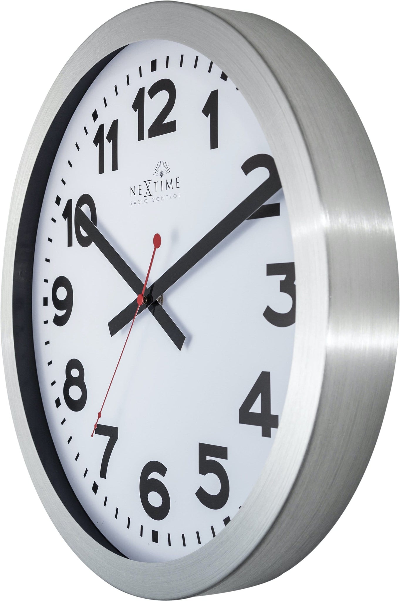 Wandklok - 35 cm - Aluminium - 'Station radio-gestuurde (DCF) cijfers'