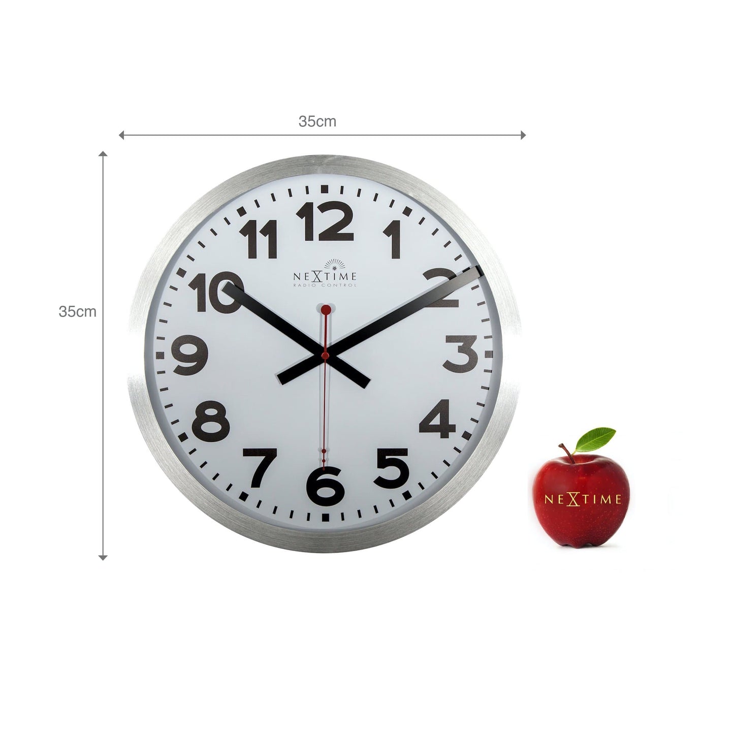 Wandklok - 35 cm - Aluminium - 'Station radio-gestuurde (DCF) cijfers'
