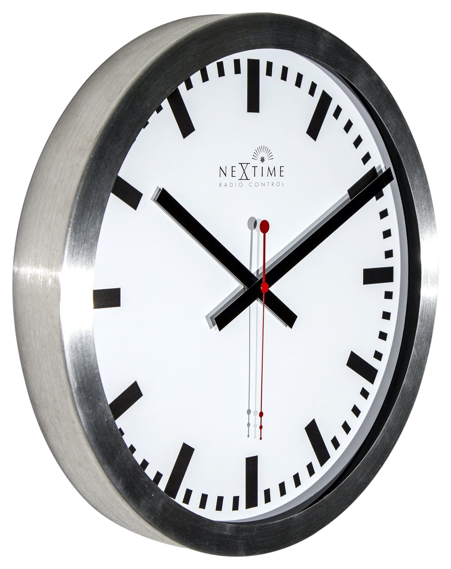 Wandklok - 35 cm - aluminium - 'Station radiogestuurd (DCF) streep'