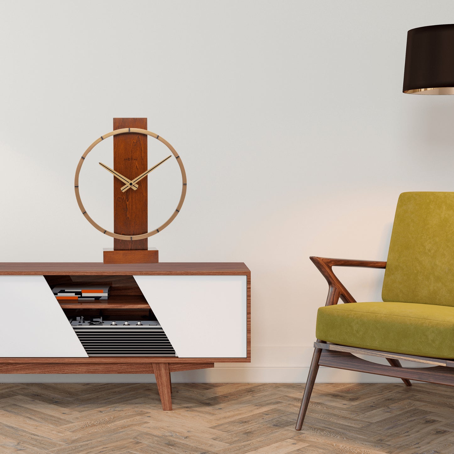 Tafel-/wandklok - 34 x 27 cm - Hout/staal - 'Carl Small'