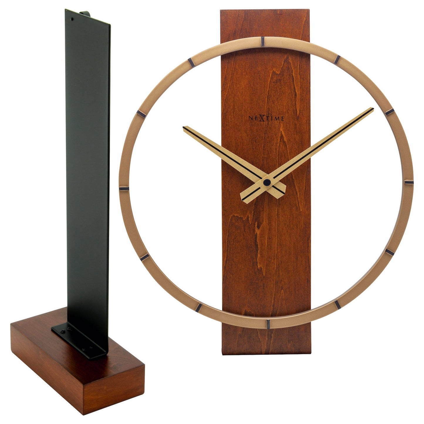 Tafel-/wandklok - 34 x 27 cm - Hout/staal - 'Carl Small'