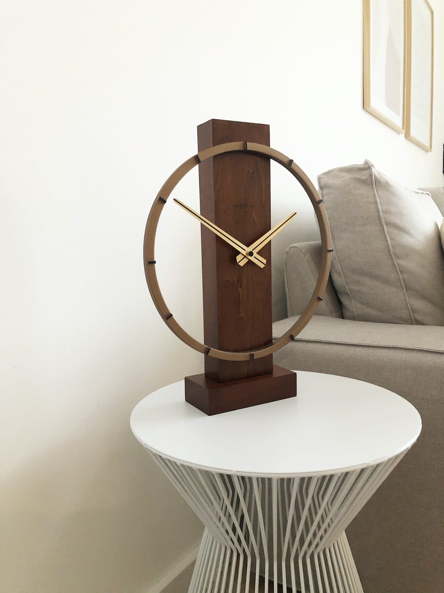 Tafel-/wandklok - 34 x 27 cm - Hout/staal - 'Carl Small'