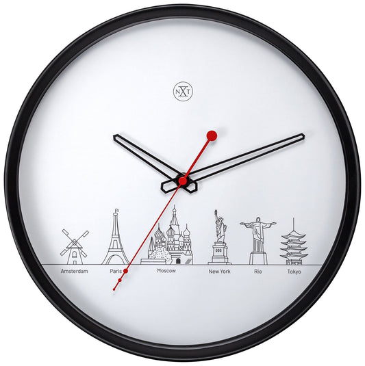 Wandklok - 30 cm - Plastic - 'Worldtour'
