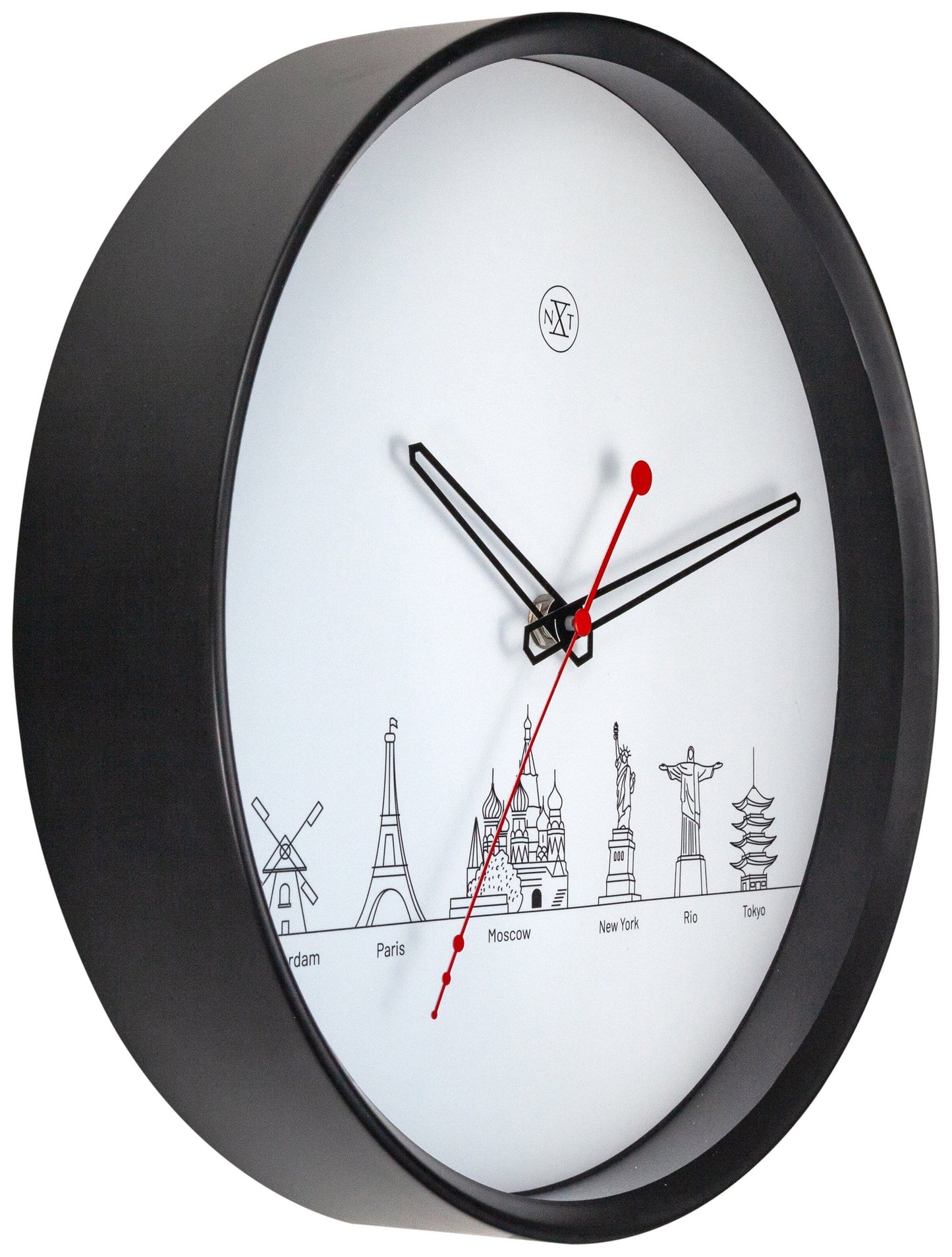 Wandklok - 30 cm - Plastic - 'Worldtour'