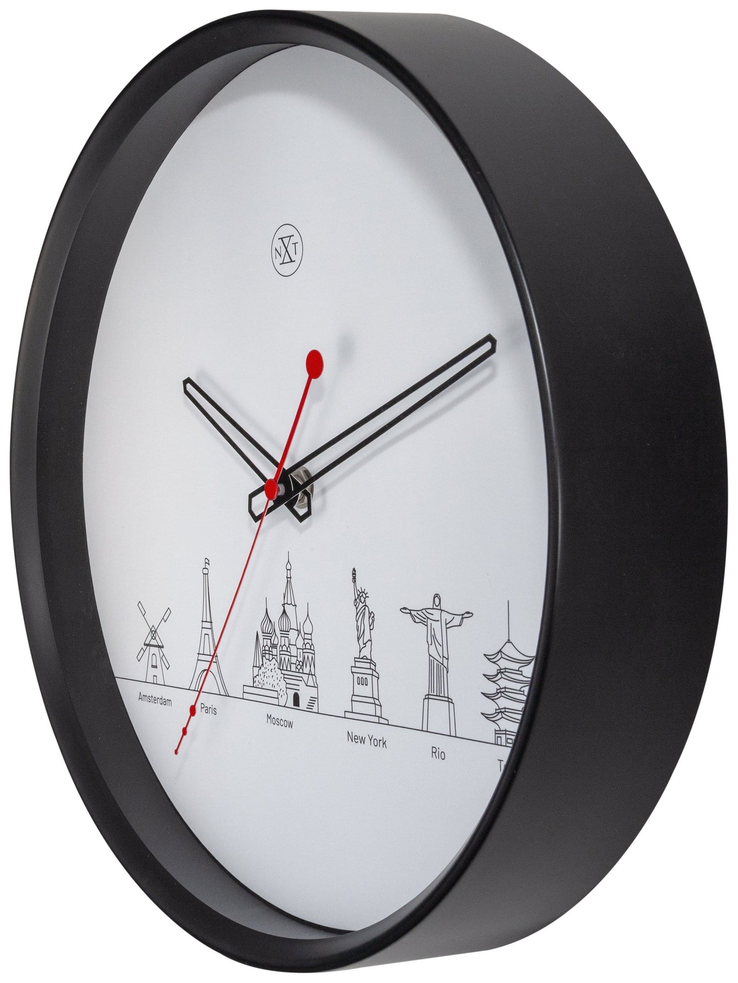 Wandklok - 30 cm - Plastic - 'Worldtour'