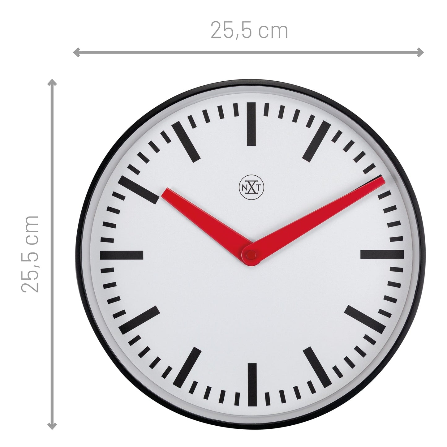 Wandklok 25,5 cm - geruisloos - kunststof - "Newcastle"