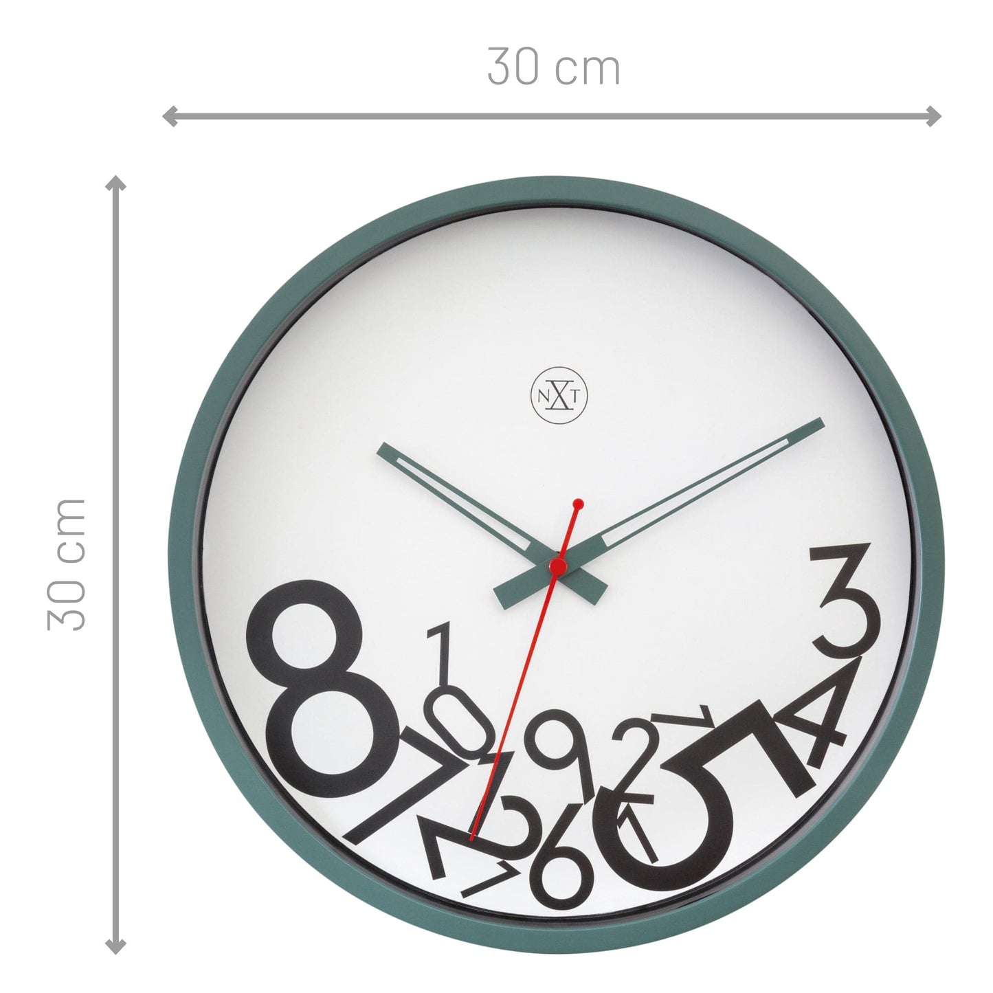 Wandklok 30 cm - Stil - Kunststof - "Vallende cijfers"