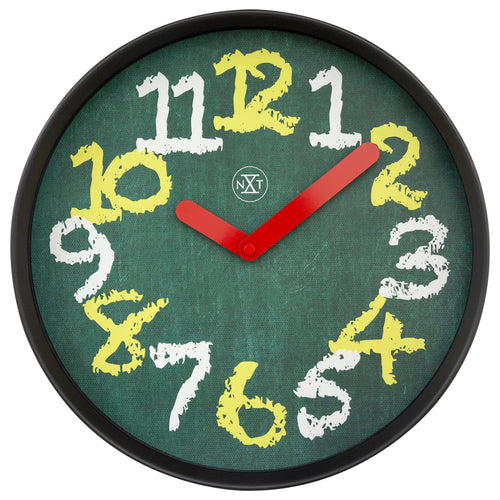 Wandklok 30 cm - Geruisloos - Groen - Plastic - "Krijtbord"