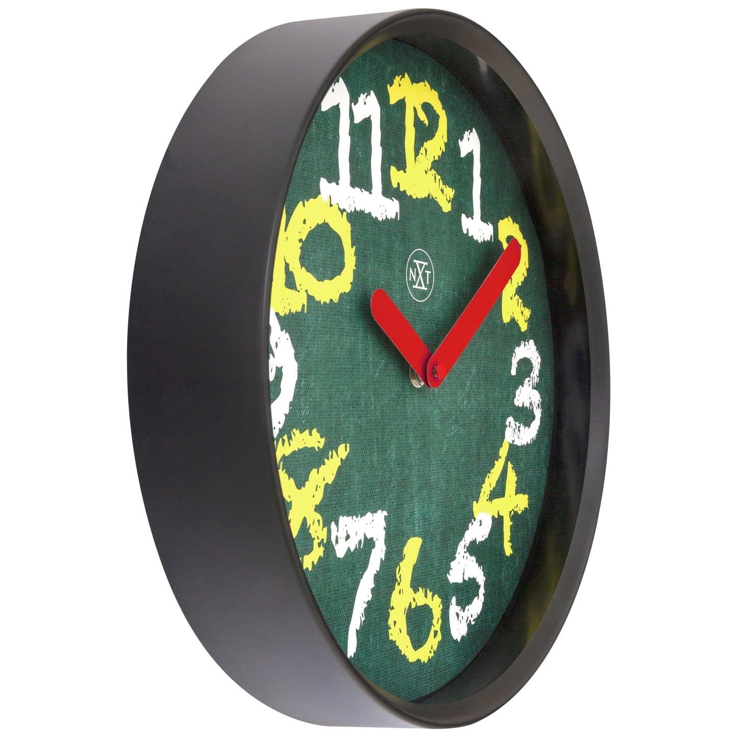 Wandklok 30 cm - Geruisloos - Groen - Plastic - "Krijtbord"