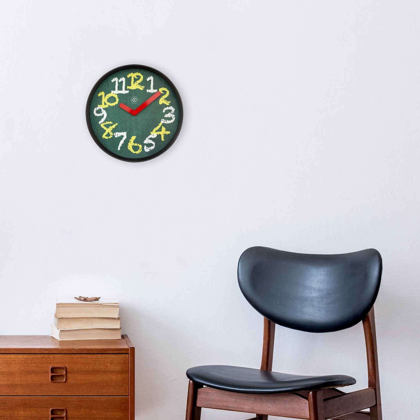 Wandklok 30 cm - Geruisloos - Groen - Plastic - "Krijtbord"