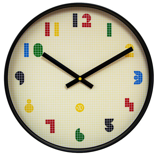Wandklok 35 cm - stil - zwart/multikleurig - ABS - nXt 'Bit'