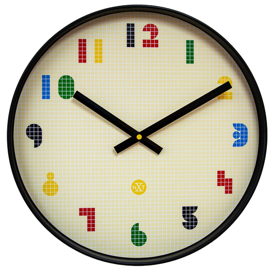 Wandklok 35 cm - stil - zwart/multikleurig - ABS - nXt 'Bit'